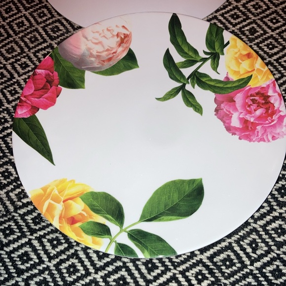 4 KATE SPADE Colorful Floral Peonies HVY DUTY Melamine 11-1/4" Dinner Plates - Picture 5 of 6